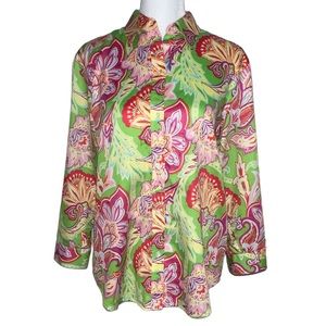Lauren Ralph Lauren Women’s Long Sleeve Paisley Button Up Blouse Size Medium